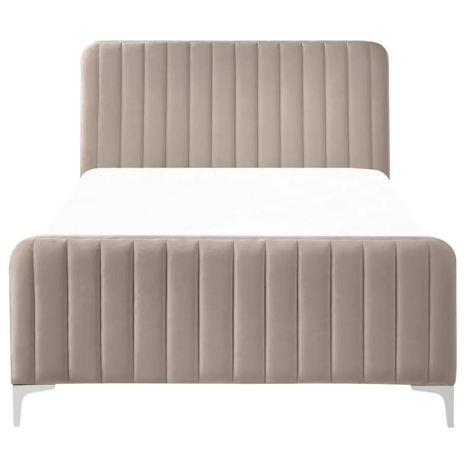 LUNAN - Bed - Taupe - 120 x 200 cm - Fluweel