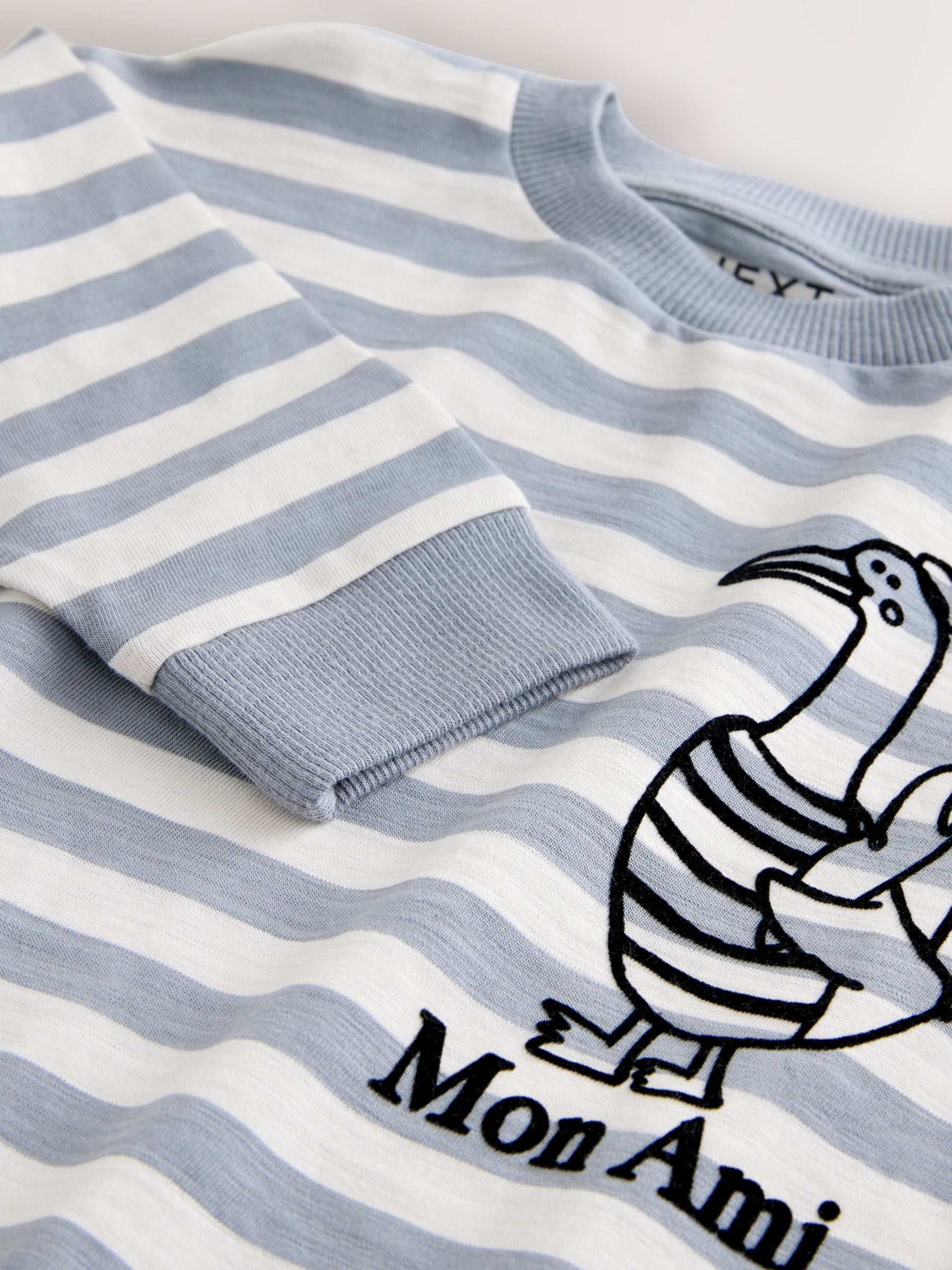 Grijs met eendjes - T-shirt met lange mouwen en print op de rug (3mnd -8jr)