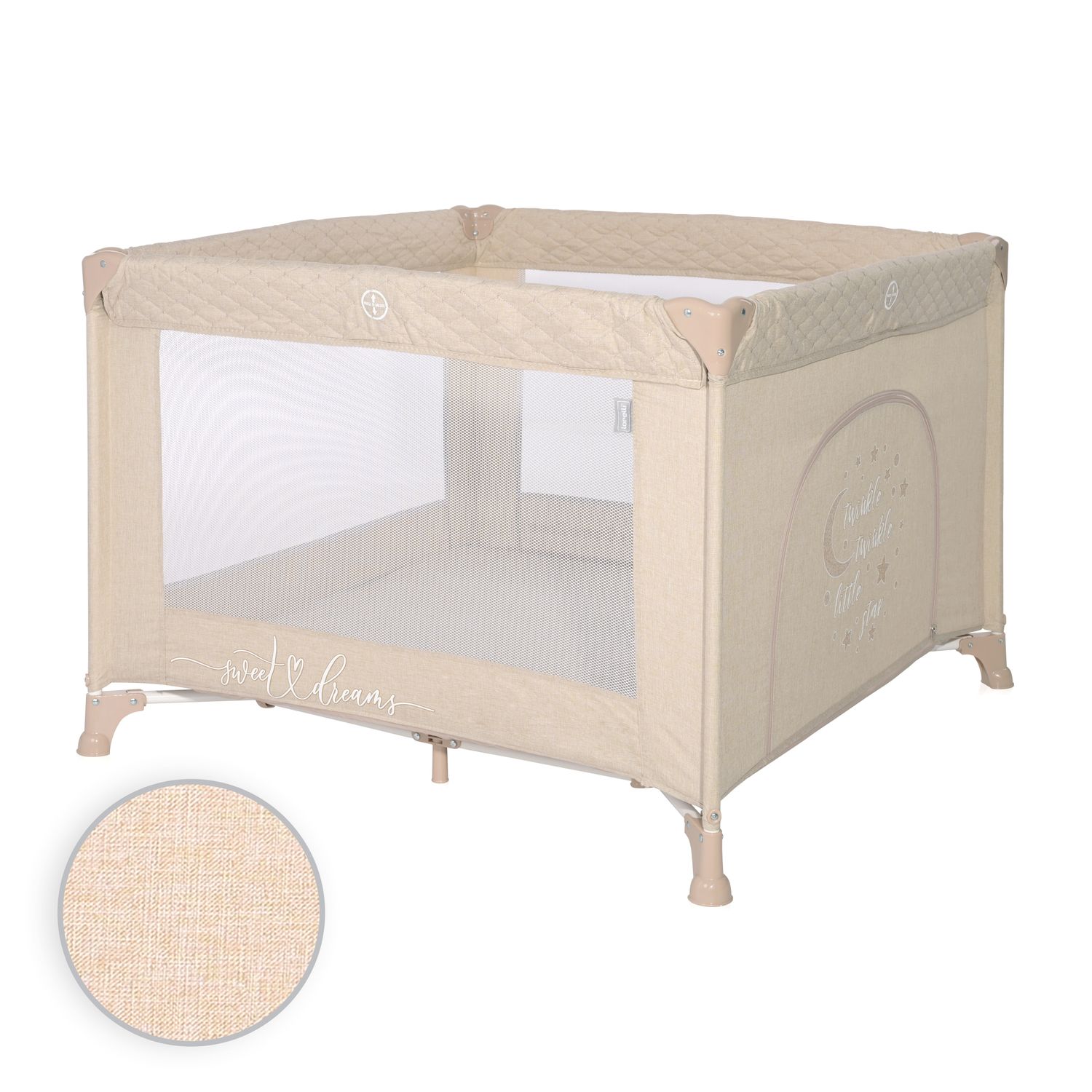 Lorelli Reiselaufstall Sunny, faltbar, seitliche Öffnung, Matratze, Tragetasche beige