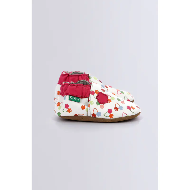 Kickbaby Blanc cerise CHAUSSONS Cuir Bébé