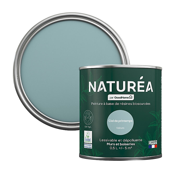 Peinture murs et boiseries Naturéa par GoodHome ciel de printemps velours 0.5L