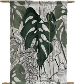 Intratuin wanddoek Monstera wit / groen 45 x 30 cm
