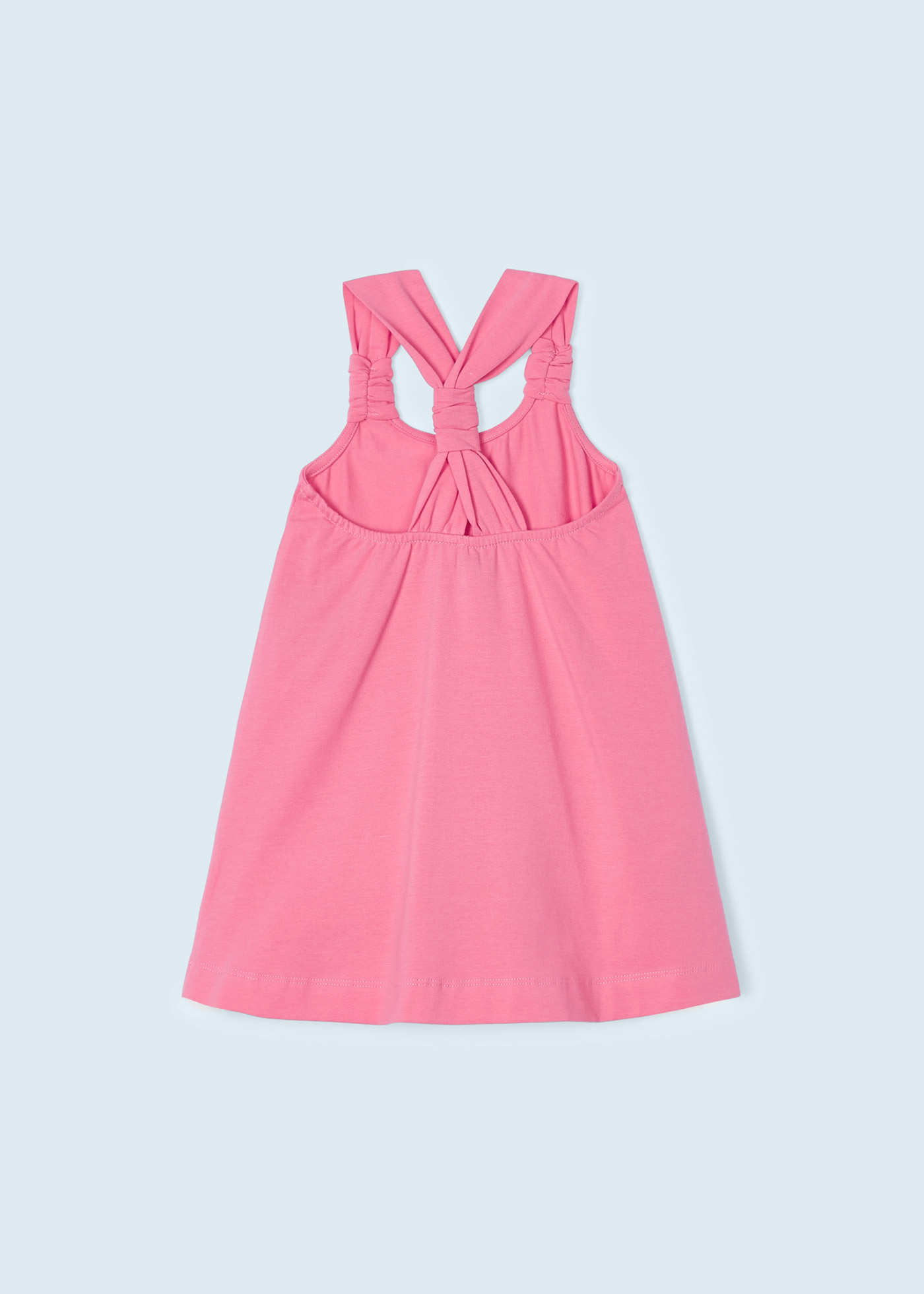 Vestido com aplicações de algodão sustentável para meninas