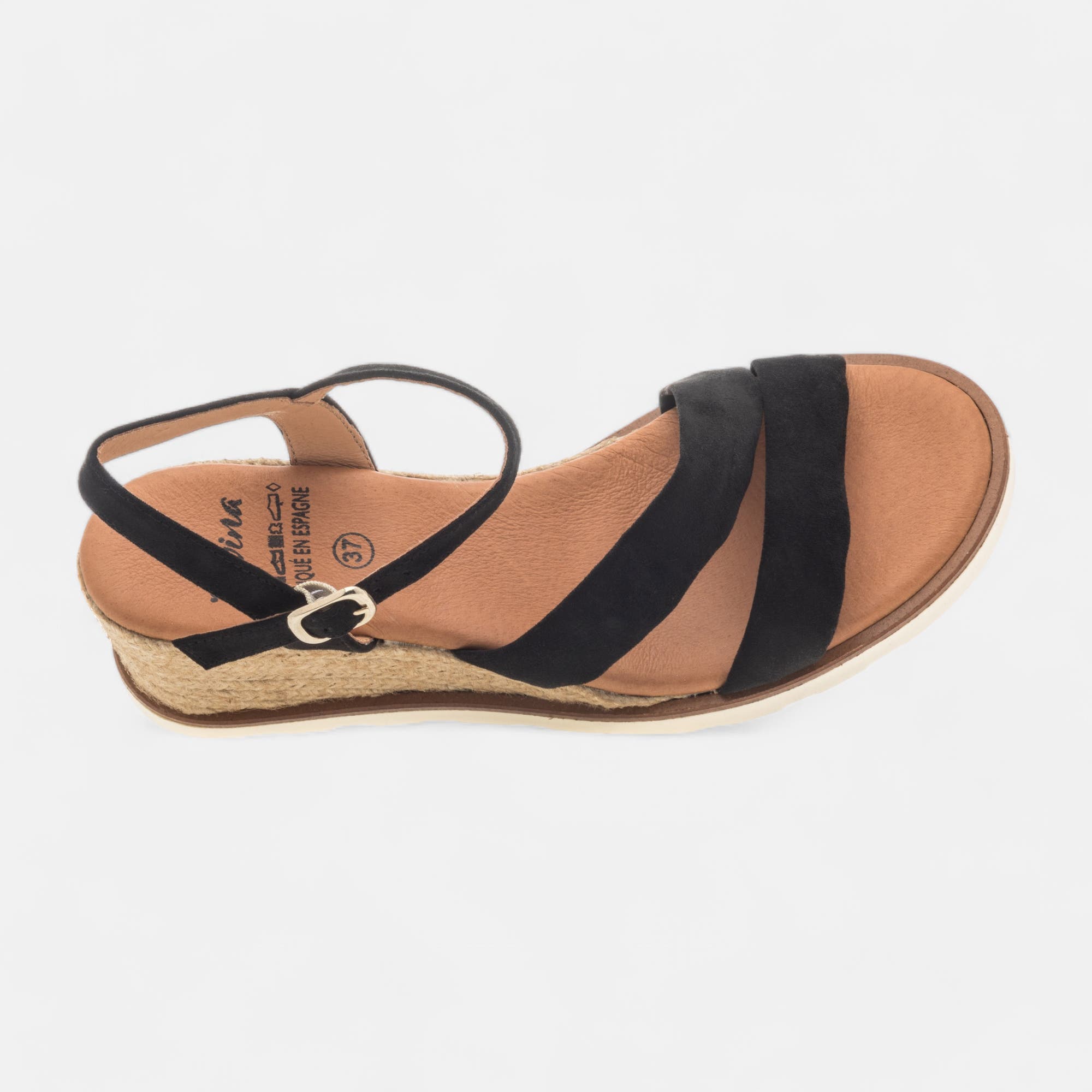 Espadrilles à talon compensé Femme noir