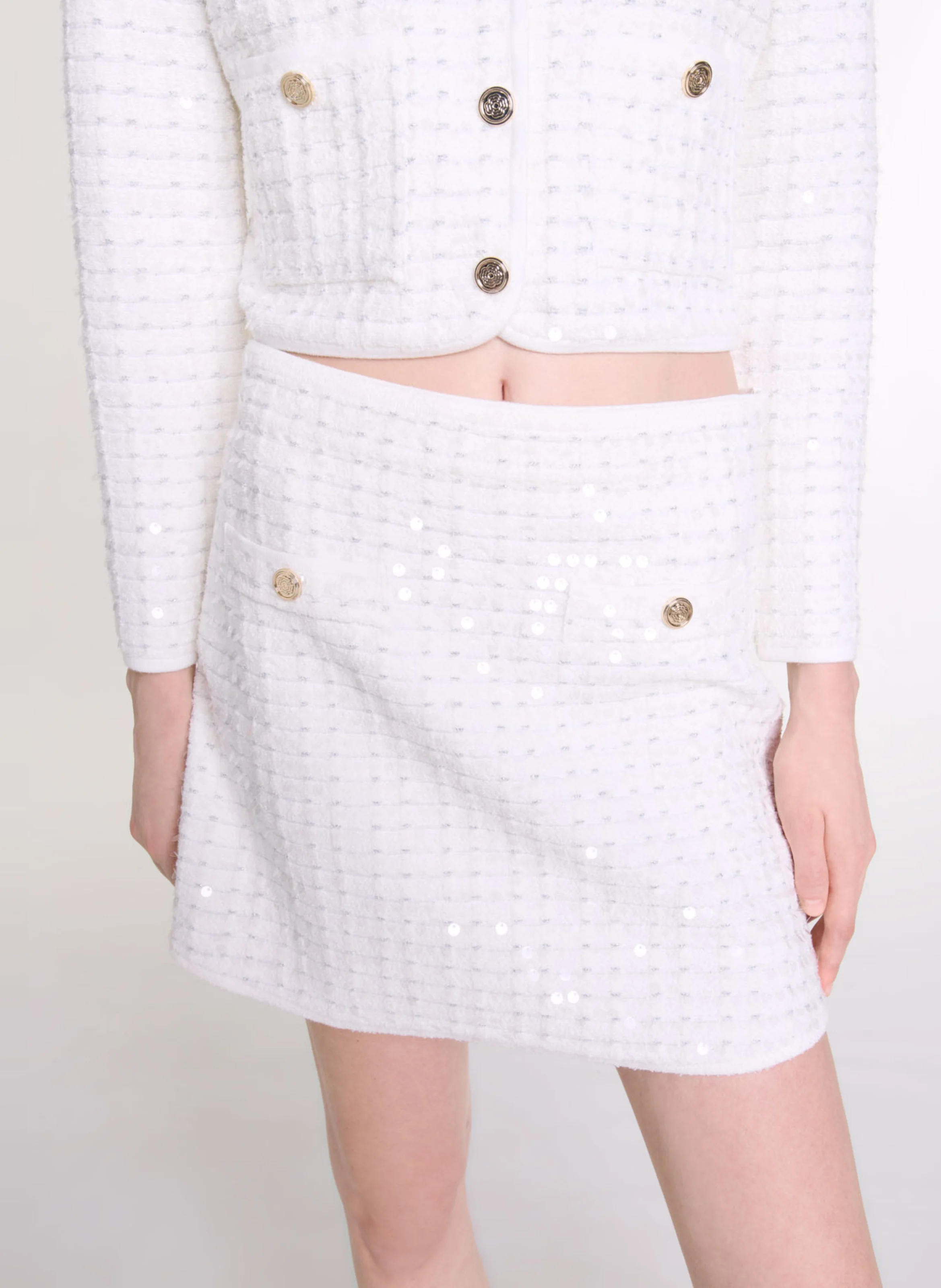 Jupe courte à sequins | Blanc