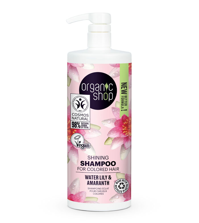 Organic Shop - Shampoo de brilho sedoso para cabelos coloridos 1000ml - Nenúfar e Amaranto