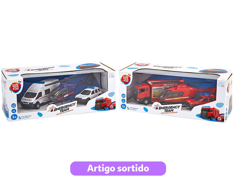 VEÍCULOS DE EMERGÊNCIA ONE TWO FUN MODELOS SORTIDOS