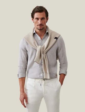 Cavallaro Firento Overhemd Linnen Greige 110241021 kopen