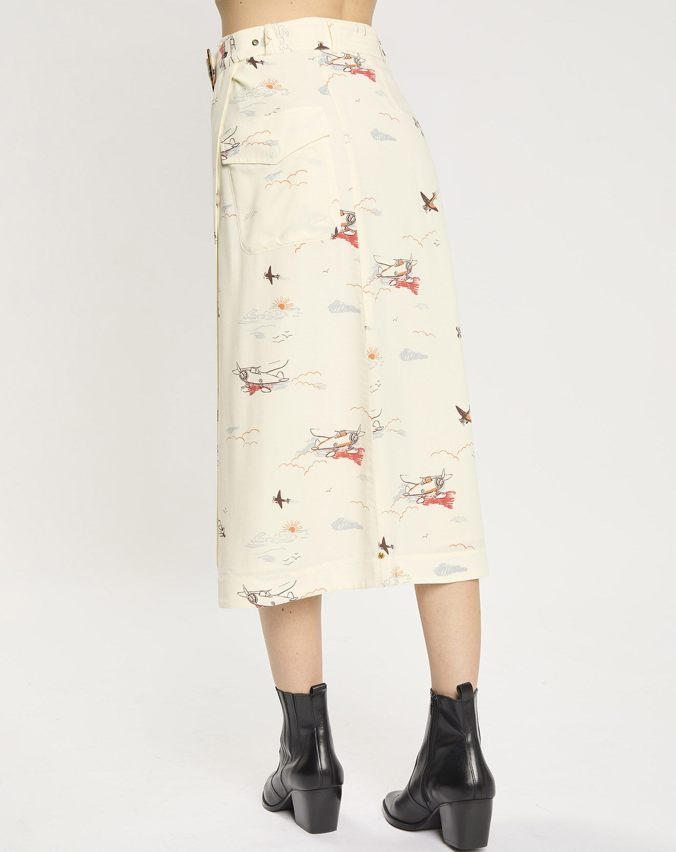 Scotch & Soda Jupe Portefeuille Print Avion écrue