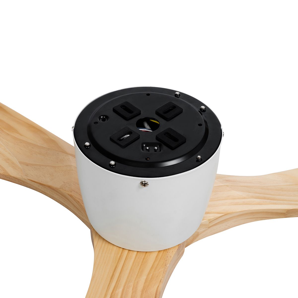 Plafondventilator wit met hout 131.5cm incl. LED dimbaar met afstandsbediening - Jerri