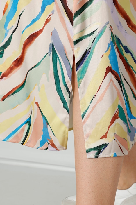 Midikleid, Alloverdruck, Halbarm mit Schlitz