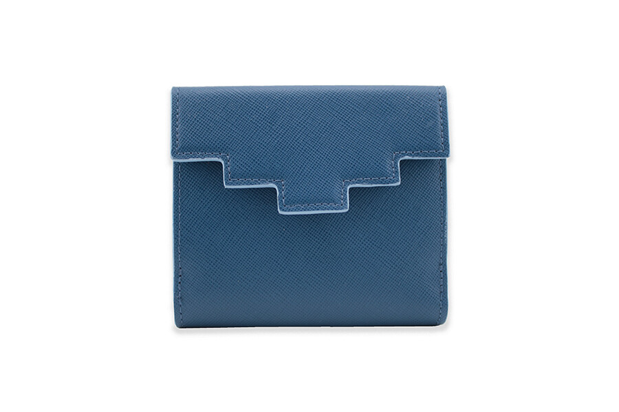 Stair wallet dark blue Saffiano