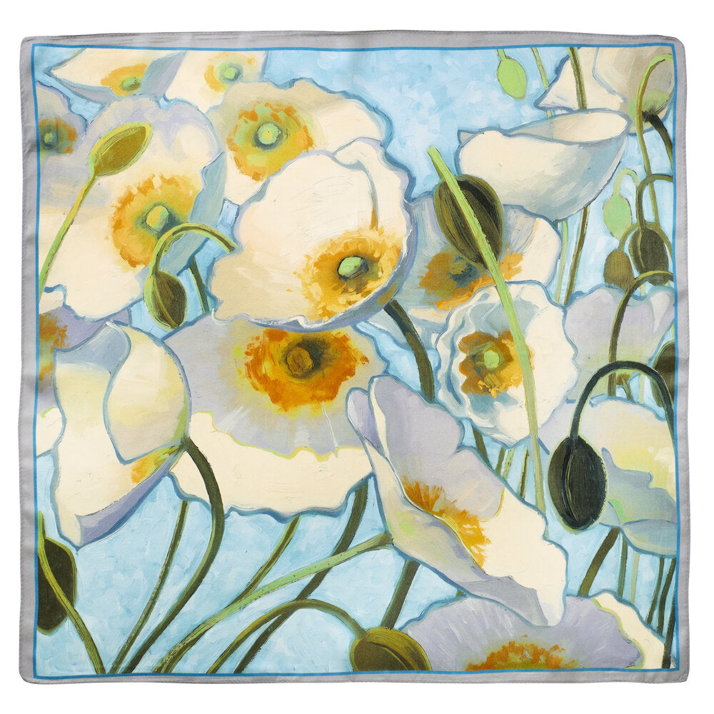 Bahne Accessories  Silketørklæde, Pastel flowers - 50x50 cm.
