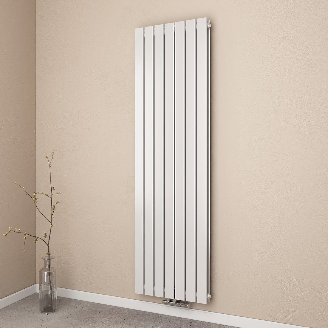 EMKE Designradiator, Badkamerradiator, Platte Radiator, Design Paneelradiator, Verticaal, Dubbellaags, Middenaansluiting, 180x54cm, 1949W, Wit