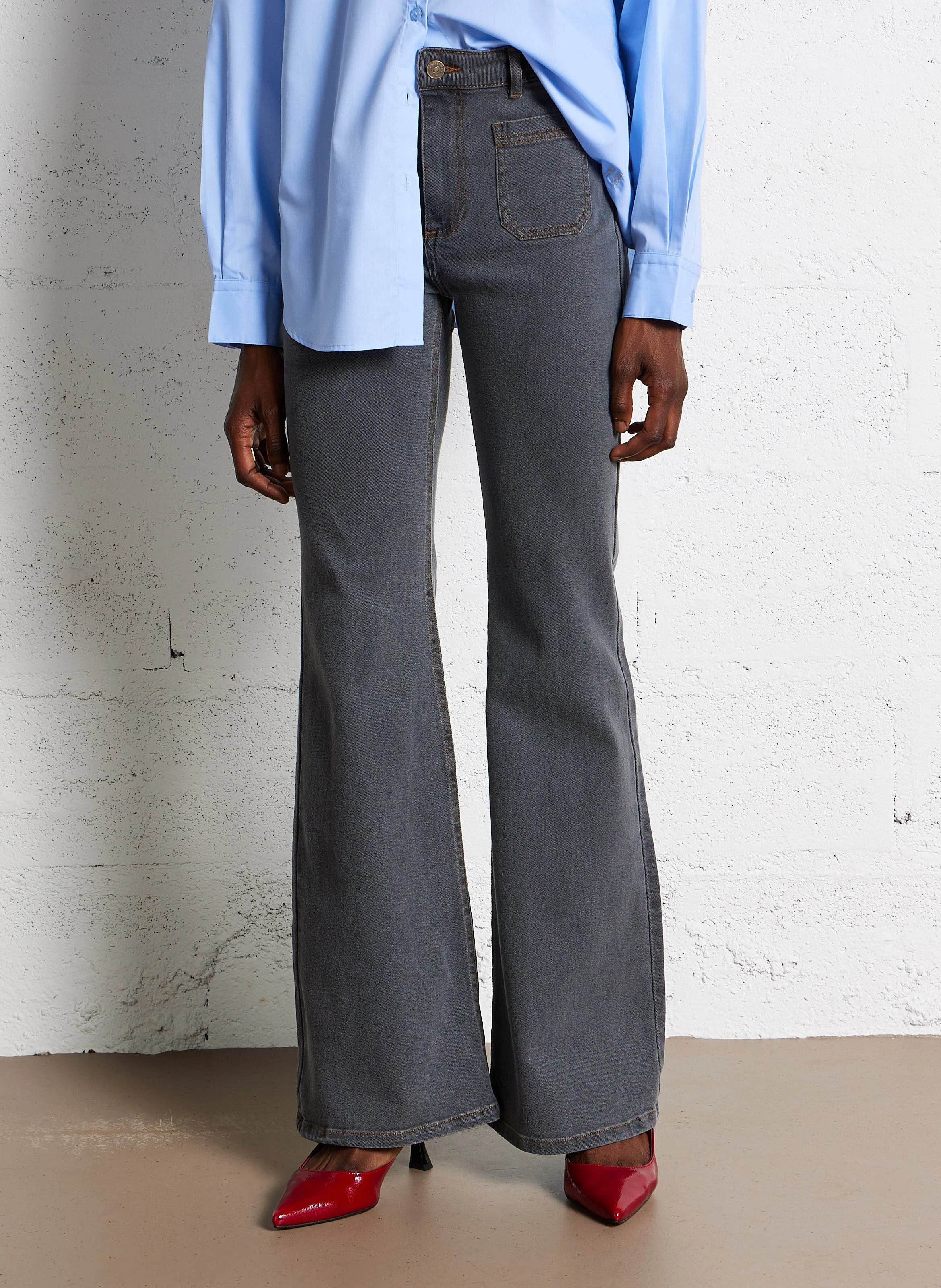 ODESSADENIM - Jean flare en coton | Gris