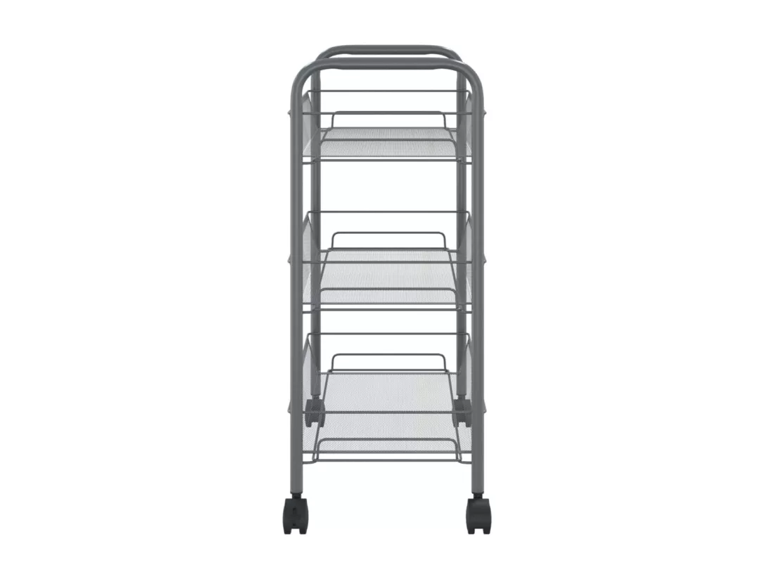 Chariot de cuisine à 3 niveaux Gris 46x26x64 cm Fer