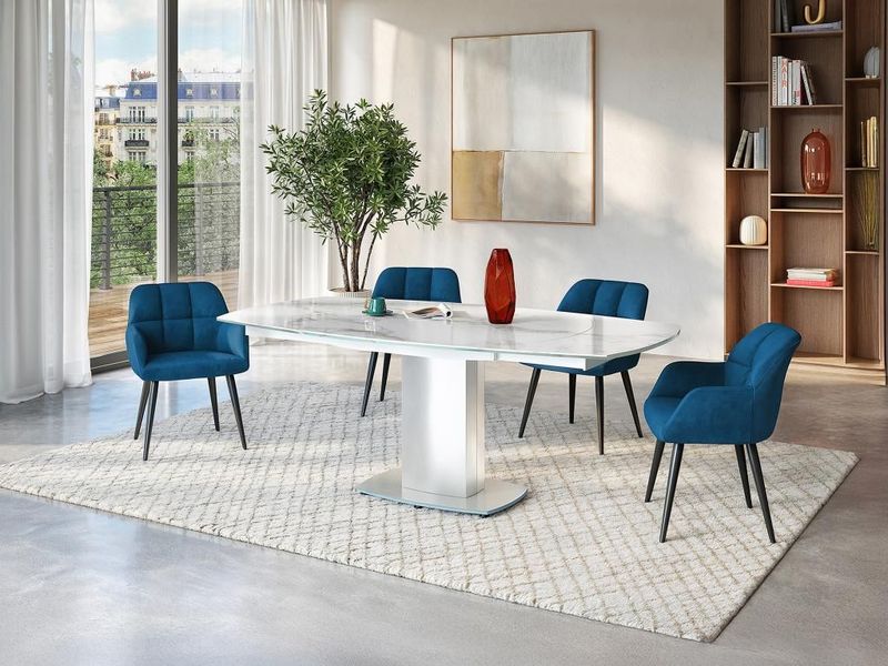 TALICIA - Uitschuifbare Eettafel - 4 tot 6 Personen - Keramiek - IJzer