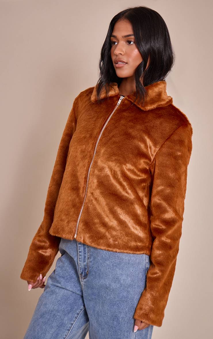 Marron Veste Courte En Synthétique Tall
