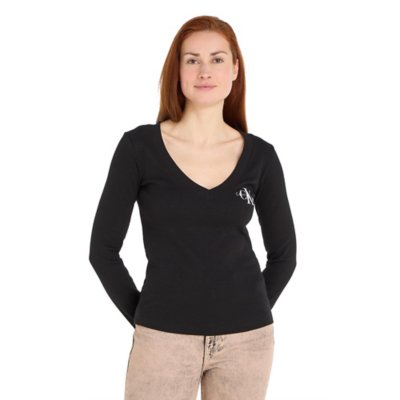 Tee-shirt à manches longues femme Rib Monologo CALVIN KLEIN