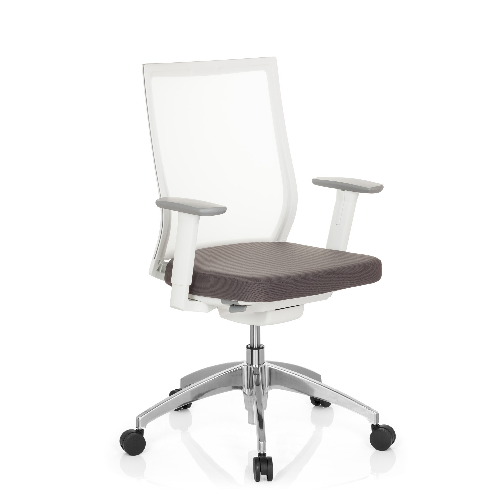 Profi Bürostuhl ASPEN WHITE Stoff/Netzstoff mit Armlehnen (höhenverstellbar) hjh OFFICE