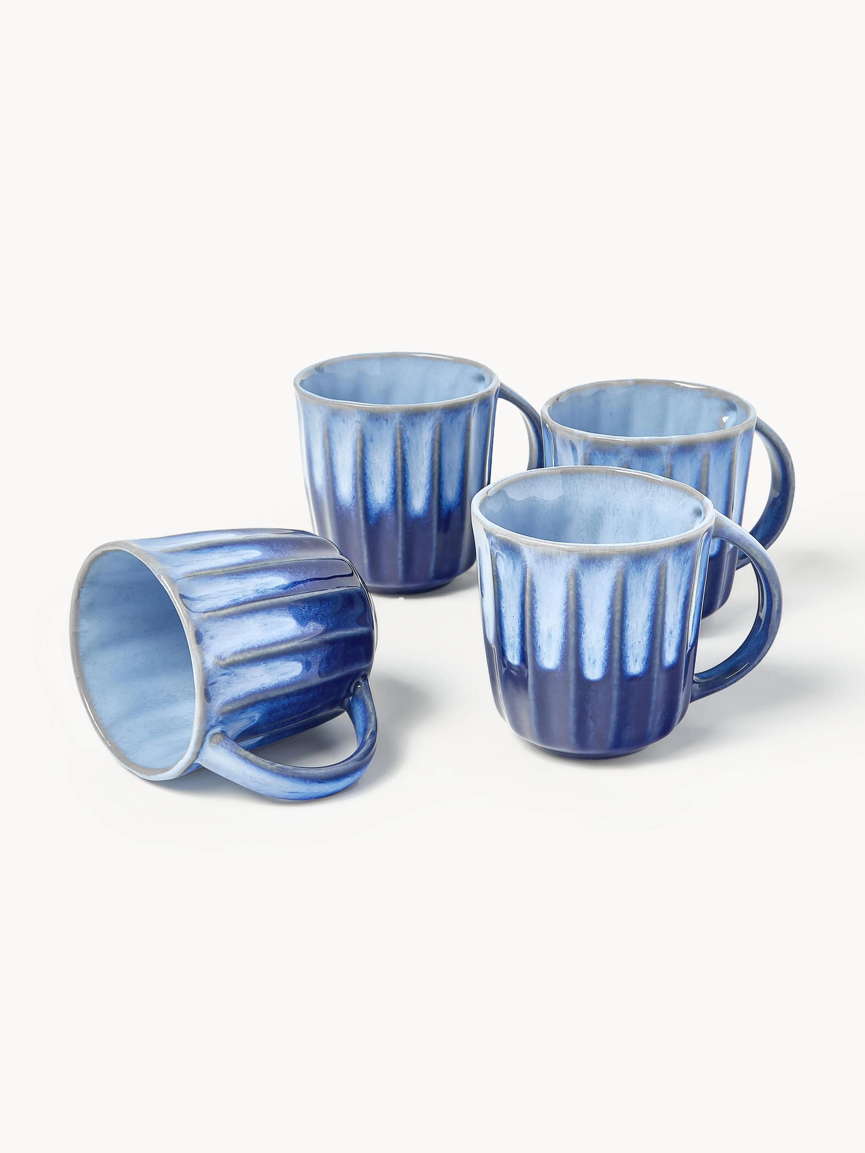 Handgemaakte schalen Vinci met reactief glazuur, 4 stuks