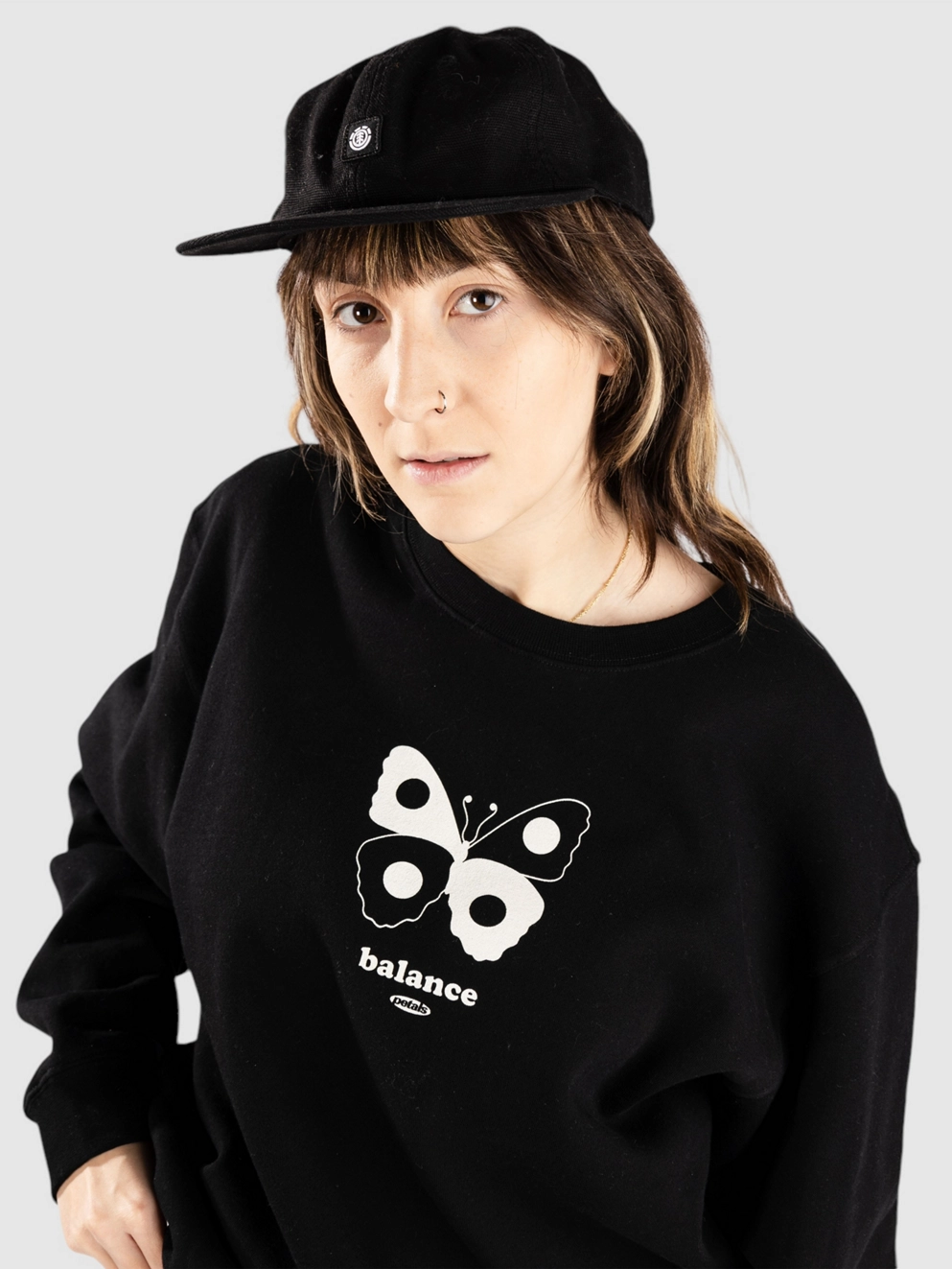 Petals and Peacocks Balance Crewneck Sweater black