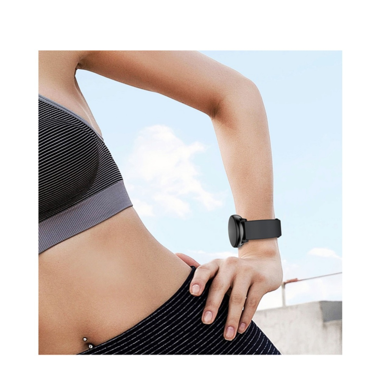 Samsung Galaxy Watch 4 Classic (42mm) Silikon Sport Armband mit Dornschliesse (Gelenkumfang: 160-210mm) - Schwarz