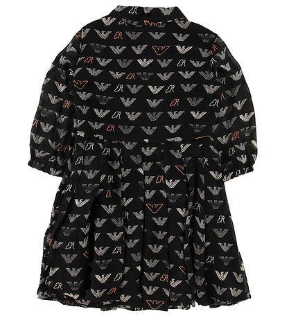 Emporio Armani Kleid - Viskose - Schwarz m. Allover Logo