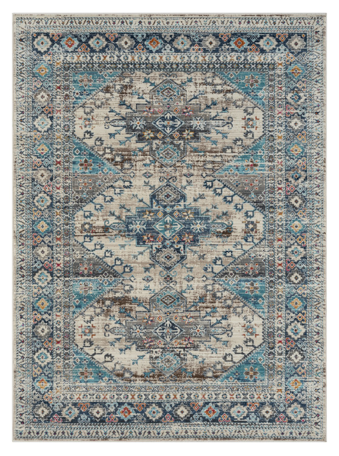 Teppich ELFI 2 - anthrazit-blau-creme - 170x240 cm
