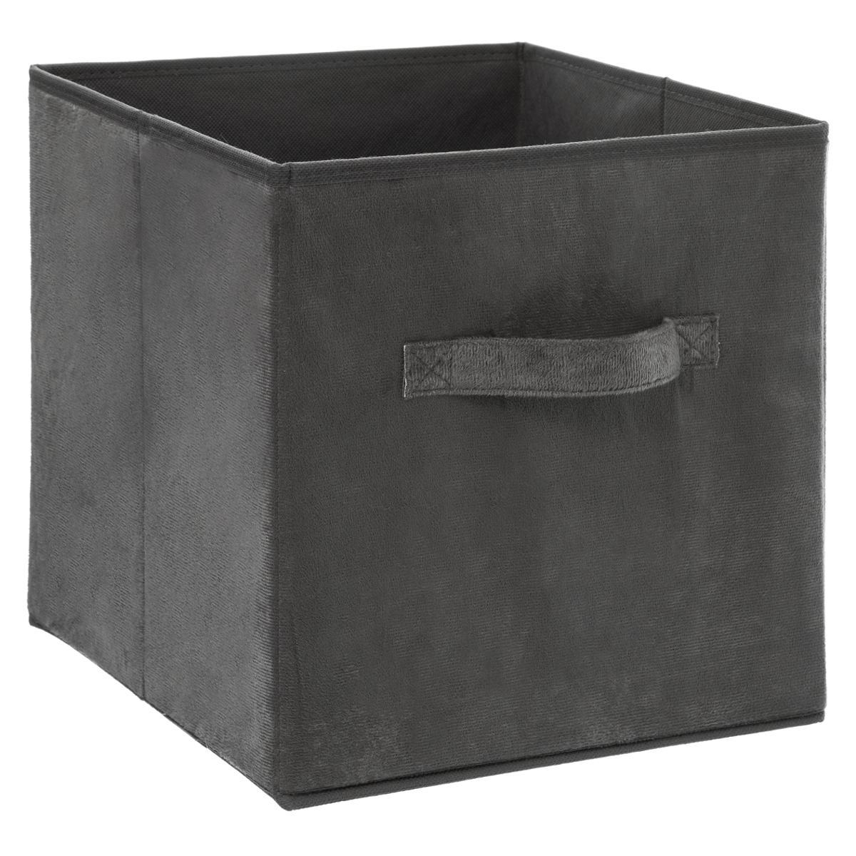 BOITE RANGEMENT VELOURS GRIS FONCE 31X31CM