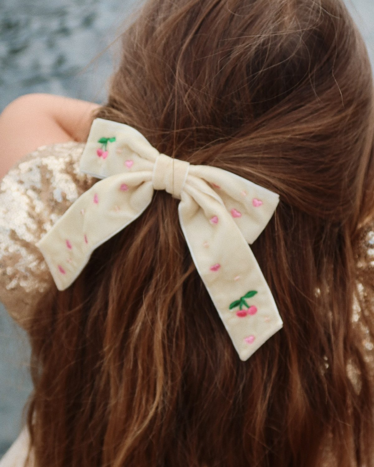 Hårspenne Sløyfe Barn | Velvet Bow Pearly Hair Clip
