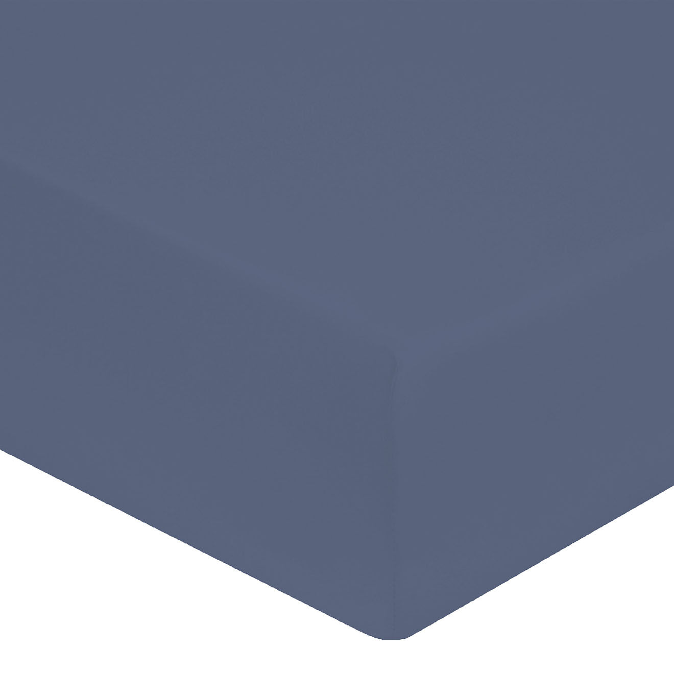 United by PDC Drap housse 100% Satin de coton bonnet 40 cm bleu jean