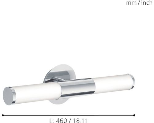 Wandlamp IP44 2-lichts L 46 cm Palmera chroom/wit