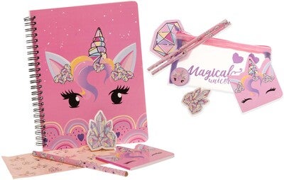 Unicorn Gems Skrivesett med Klistremerker