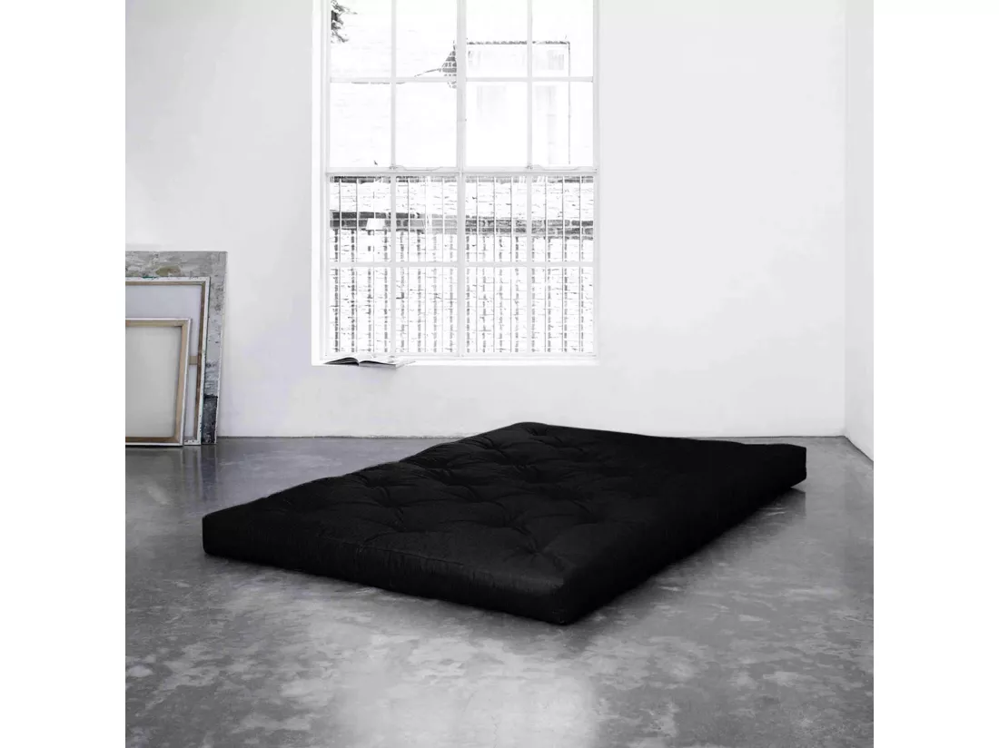 Matelas futon noir 18 cm double coeur en latex 180x200