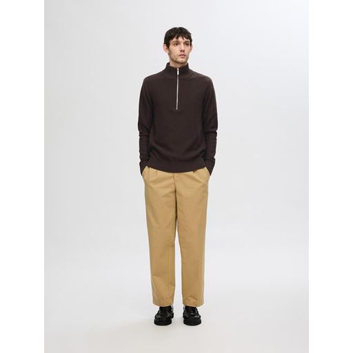 Selected Homme Axel Hlaf Zip Striktrøje, Chocolate Torte, S