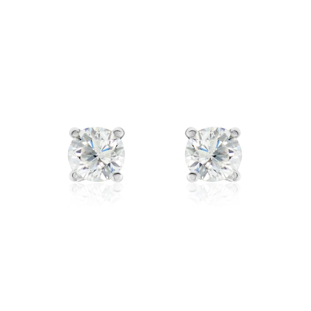 Boucles D'oreilles Puces Or Blanc Victoria Diamants