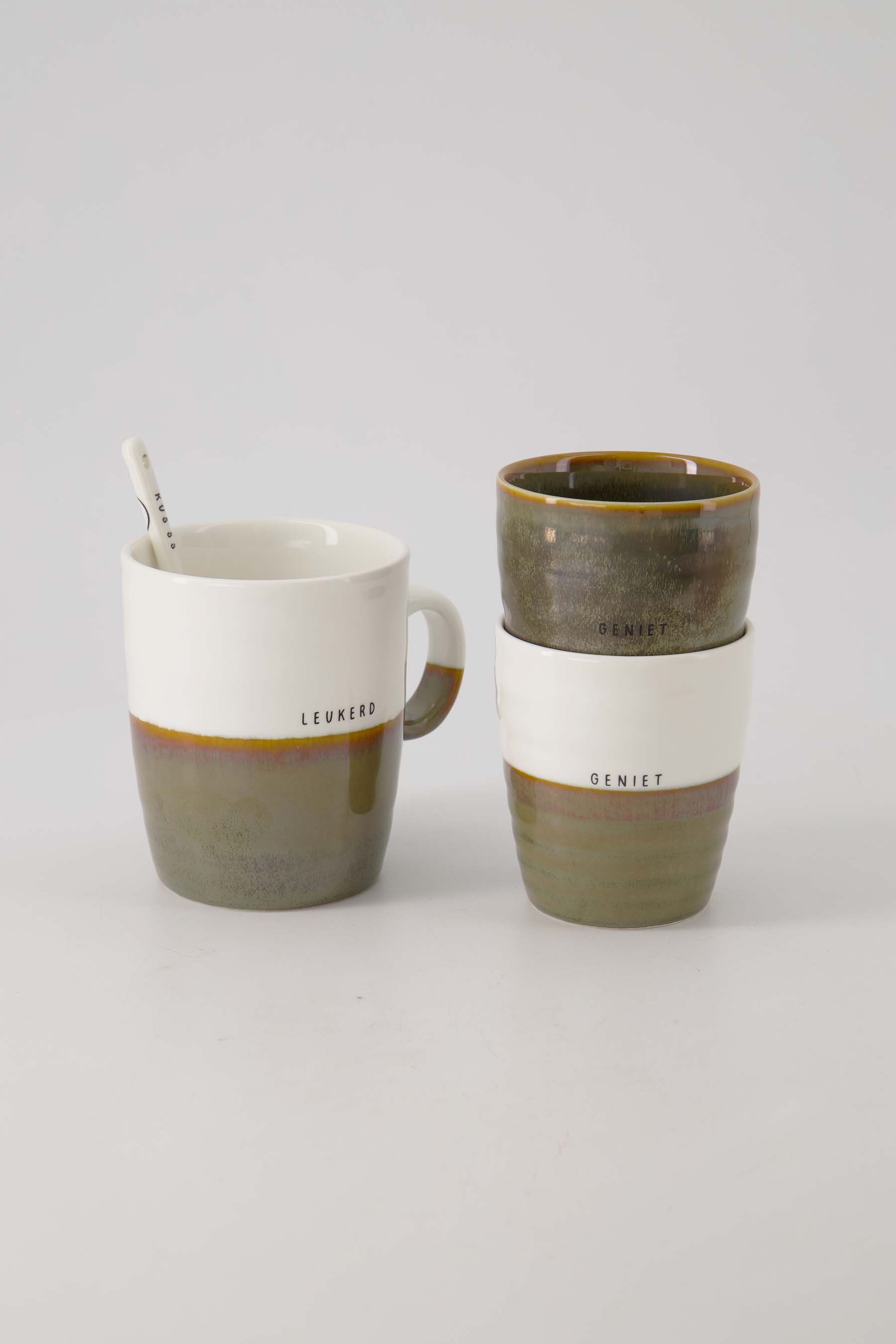 koffiemok geniet wit/donkergroen