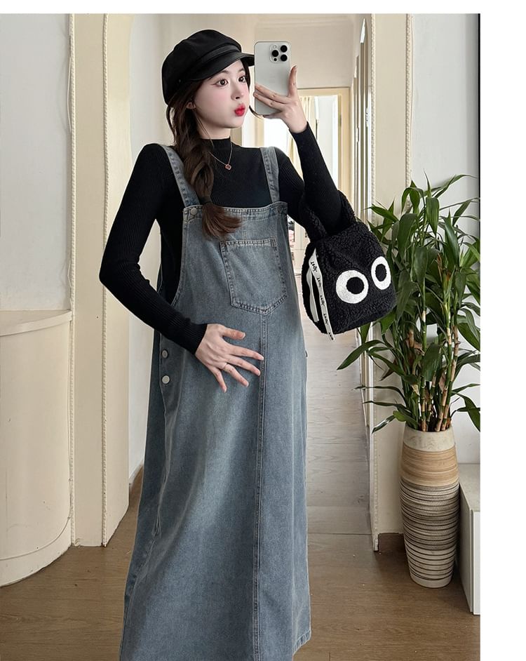 NOA - Zwangerschapsjurk met gewassen denim midi-trui