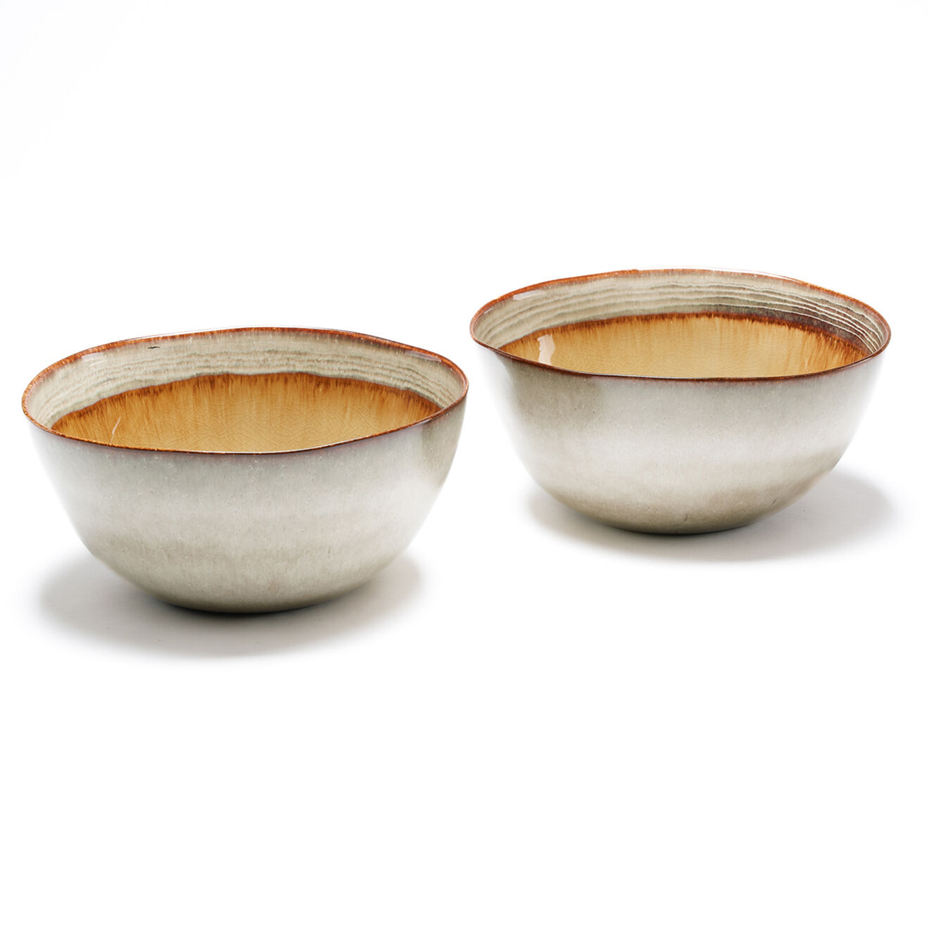 Bazar Bizar 2 Saladiers de service Comporta gris/marron - D.26xH.12 cm