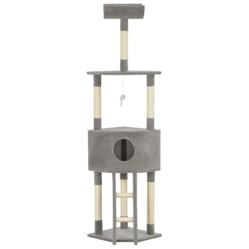 Arranhador para gatos com poste de sisal, cinza