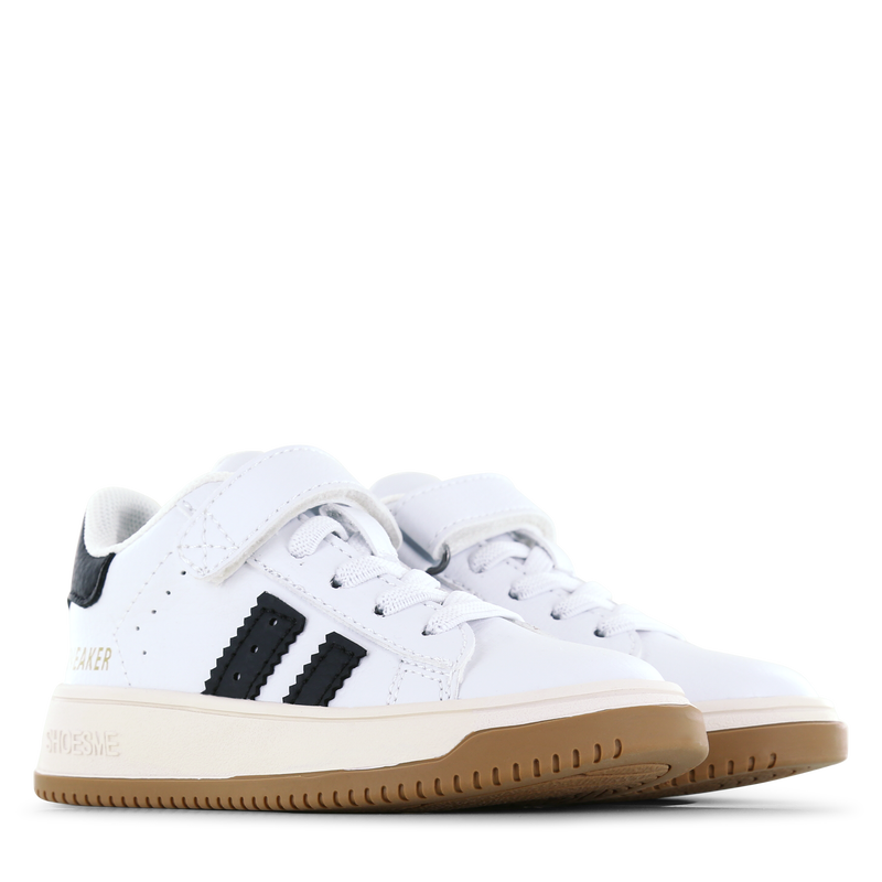 Shoesme wit-zwarte sneaker Leer, Microleer | Uni schoenen