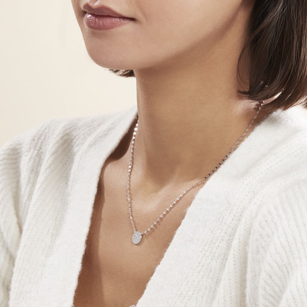 Collier Argent Blanc Turin Oxydes De Zirconium