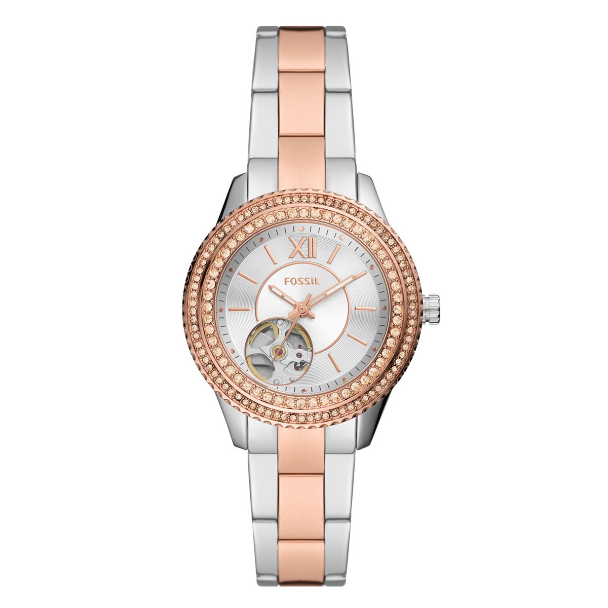 Montre femme Fossil Stella automatique bicolore