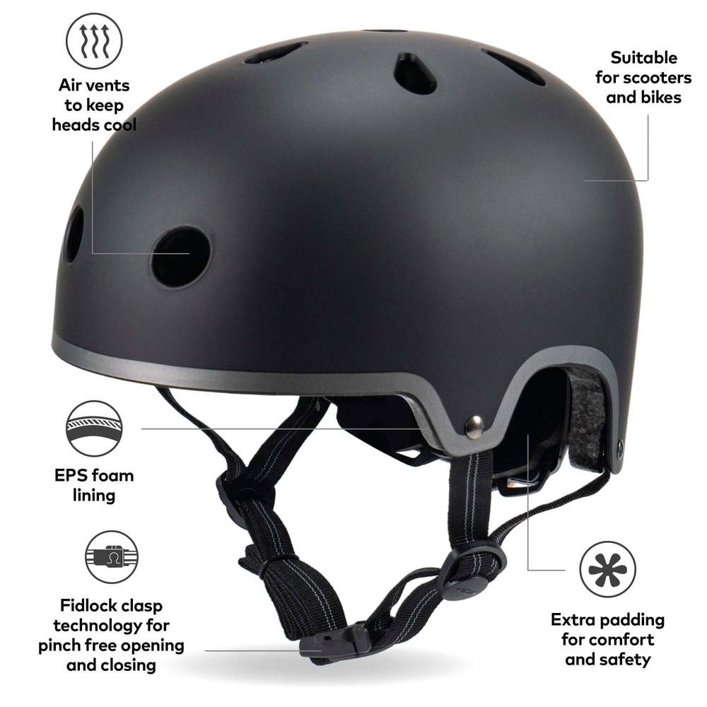 Micro-Scooters Black Deluxe Helm (Größe 55-58cm)