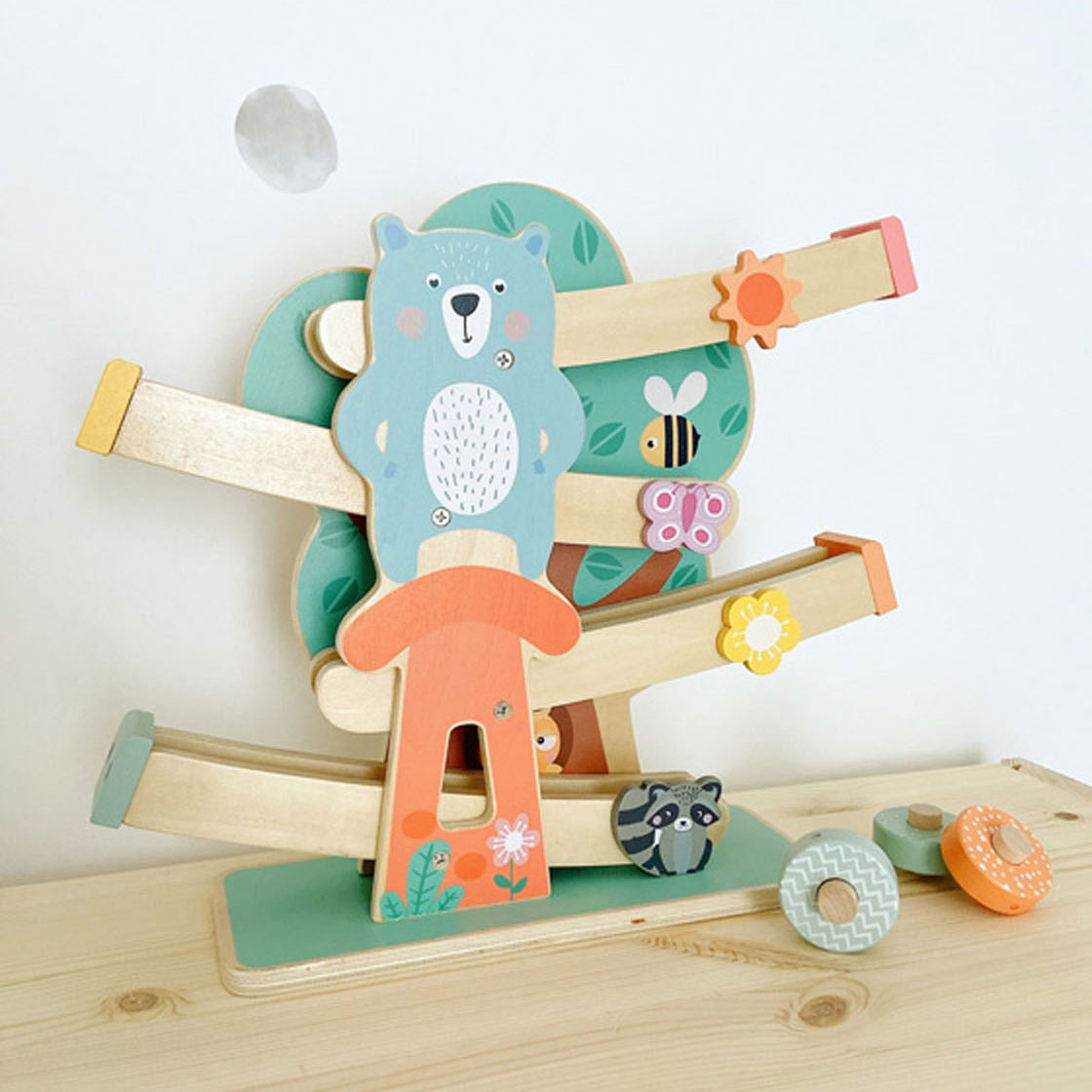 Small Foot-Houten Knikkerbaan Dieren Pastel