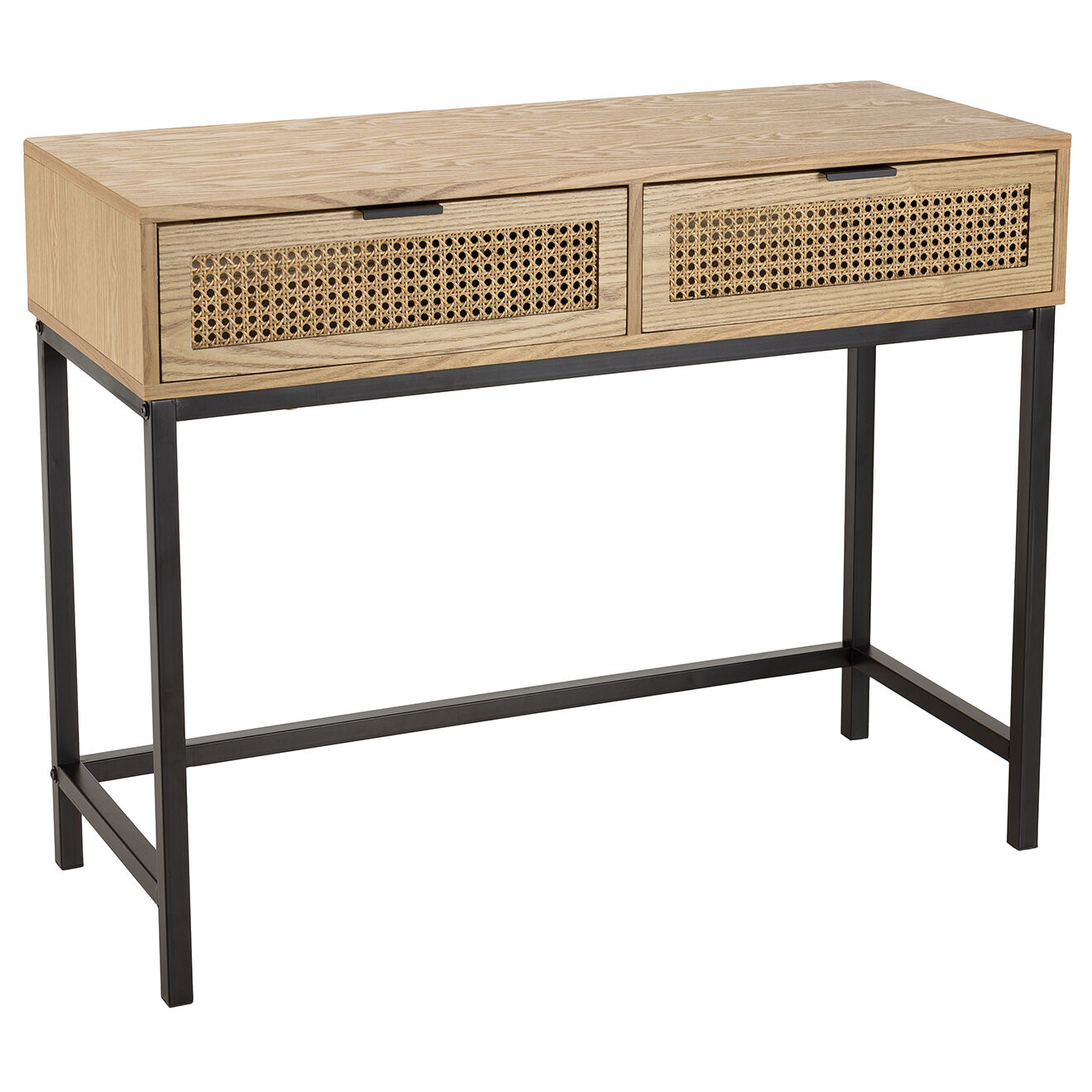 Macabane Console 2 tiroirs rotin Marceau - 100x40x79 cm