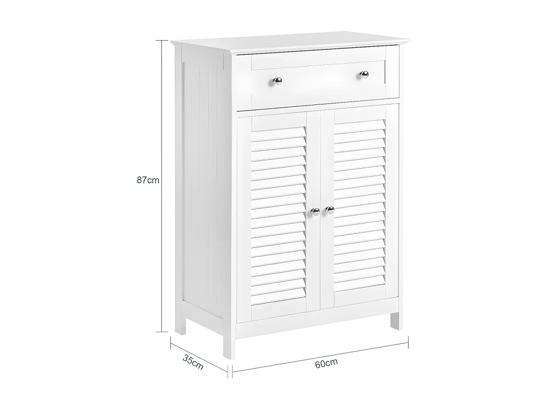 Meuble Bas de Salle de Bain Armoire Toilette Buffet Commode – Blanc, FRG238-W