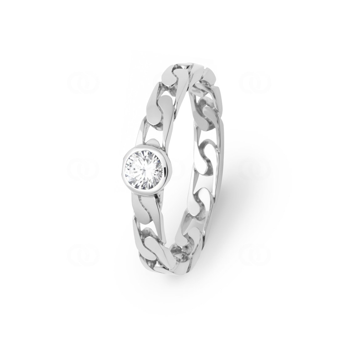 Solitärring 925 Silber rhodiniert mit Zirkonia