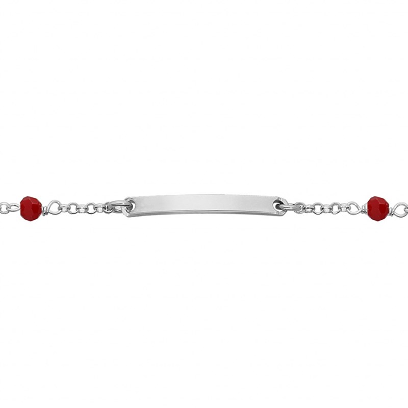 Bracelet identité enfant - Boules rouges